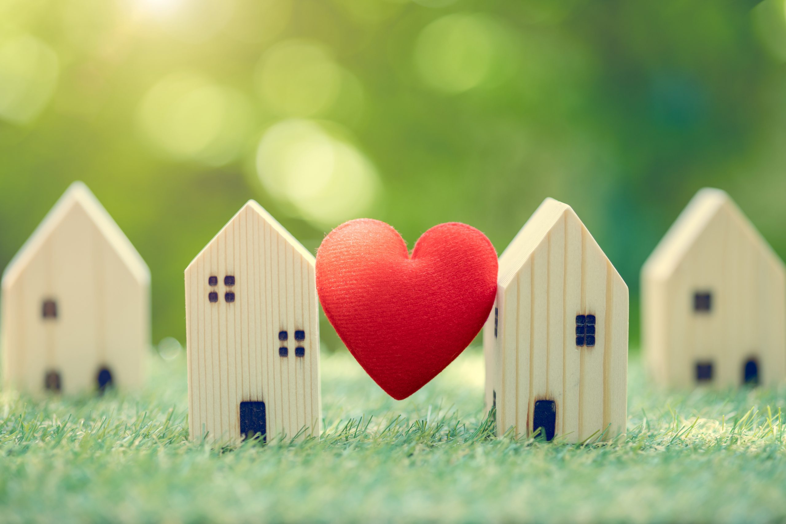 Love,Heart,Between,Two,House,Wood,Model,For,Stay,At